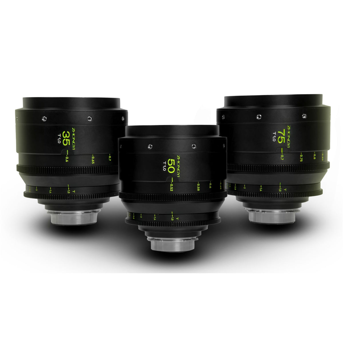 Zhongyi Zone T1 Cine Series 3 Lens Set With Case (PL and EF - 35mm, 50mm, 75mm) - Used Samples