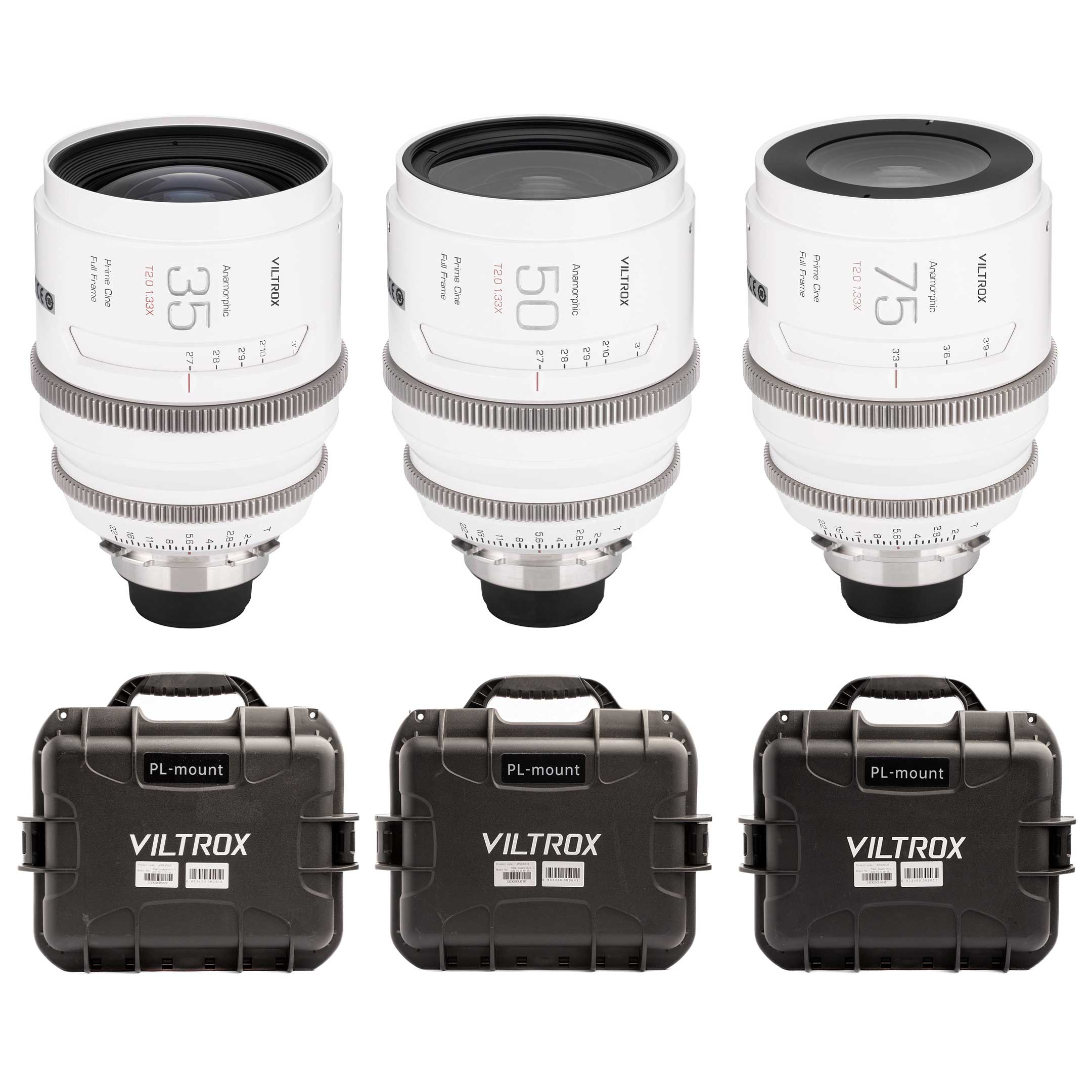 Used Viltrox EPIC Memento T2 1.33x Full-Frame Anamorphic 3-Lens Set (ARRI PL) With Cases!